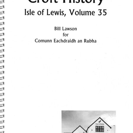 The cover of *Isle of Lewis Volume 35 - An Cnoc* by Bill Lawson features black text on a white background. There is also a small black-and-white photograph depicting An Cnoc, which is a notable building located on the Isle of Lewis.