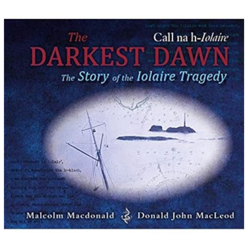 Book cover for Darkest Dawn, showing an illustrated shipwreck, with the title and author on a dark blue background.